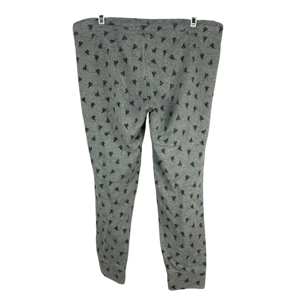 Converse All Star Men Grey Jogger Pants Drawstring Medium Black Graphic Print - Picture 4 of 8